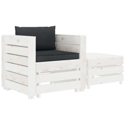 Set Divani Da Giardino 2 Pz Con Cuscino Antracite In Legno características