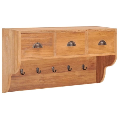 vidaXL Appendiabiti a Muro 80x25x45 cm Legno Massello di Teak - Marrone