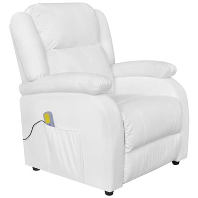Poltrona Massaggiante Elettrica Ecopelle Bianca Tv