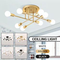 Lampada a sospensione a soffitto con lampadario da soggiorno industriale in ferro con testa a LED (oro, 6 teste) en oferta