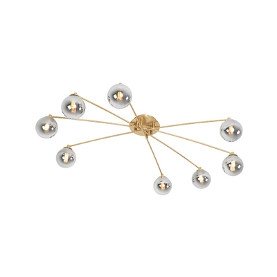 Plafoniera athens - rustico - Vetro,Acciaio - Oro/Ottone - Tondo Max. 8 x Watt - Qazqa