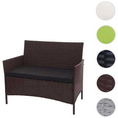 Serie Halden Per L'esterno Divano Sofa 2 Posti Polyrattan Marrone Con Cuscino Antracite