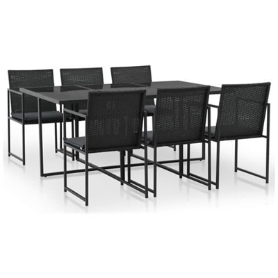 Set Da Pranzo Da Giardino 13 Pz In Polirattan Nero