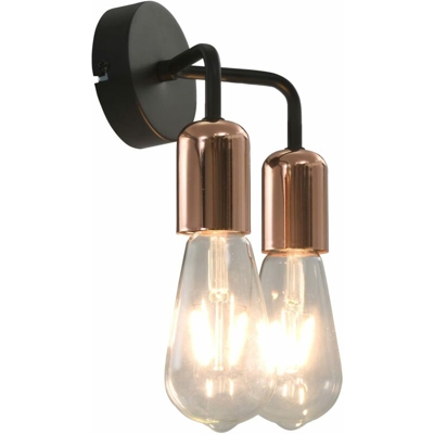 vidaXL Lampade da Parete con Lampadine 2 W Nero e Rame E27