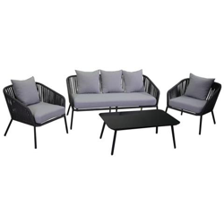 Salotto Giardino Alluminio E Corda Visalia 4 Pezzi Antracite características