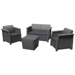 Salotto Da Giardino Solido E Resistente Antracite Resina Antiurto características