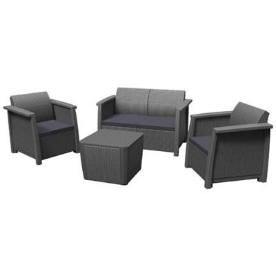 Salotto Da Giardino Solido E Resistente Antracite Resina Antiurto