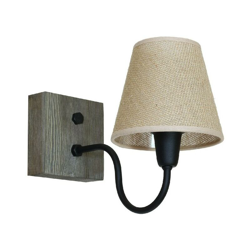 Lampada a Parete Gru - Applique - Nero, Grigio in Metallo, Legno, Tessuto, 25 x 15 x 30 cm, 1 x E14, 40W precio