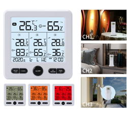 Uno con tre termometri e igrometro 98ft / 30m di distanza effettiva TS-6210-W bianco (senza batteria) precio