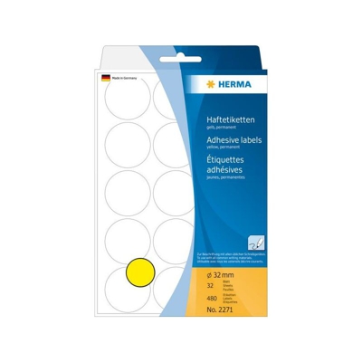 2271 etichetta autoadesiva Giallo Cerchio 480 pezzo(i) - Herma