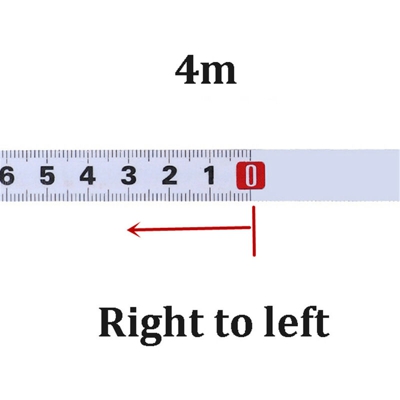 Metro a nastro per traccia con linguetta metrica 4M da destra a sinistra