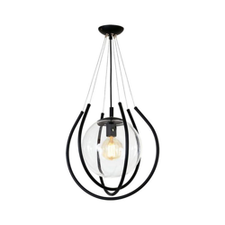 Lampada a Sospensione Felis - Lampadario - da Soffitto - Nero in Metallo, Vetro, 39 x 39 x 90 cm, 1 x E27, 60W en oferta