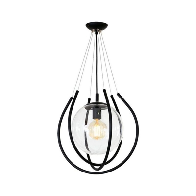 Lampada a Sospensione Felis - Lampadario - da Soffitto - Nero in Metallo, Vetro, 39 x 39 x 90 cm, 1 x E27, 60W