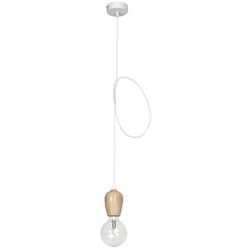 Lampada a Sospensione Carina - Lampadario - da Soffitto - Bianco in Metallo, Legno, 8 x 8 x 90 cm, LED GU10, 7W en oferta