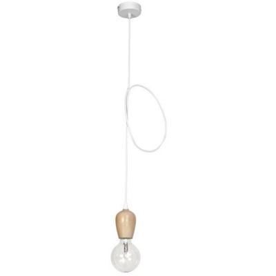 Lampada a Sospensione Carina - Lampadario - da Soffitto - Bianco in Metallo, Legno, 8 x 8 x 90 cm, LED GU10, 7W