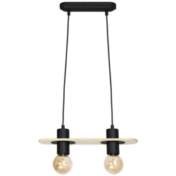 Lampada a Sospensione Andromeda - Lampadario - da Soffitto - Nero in Metallo, Legno, 40 x 8 x 65 cm, 2 x E27, 60W precio