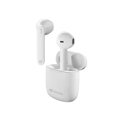 Cellularline Aries - Universale Auricolari stereo capsule senza fili con carica batteria portatile Bianco