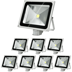 8 x Faretto Proiettore LED 50W con Sensore di Movimento AC 220-240V 2585 Lumen Bianco Caldo 2800K Luce Faro da Esterno IP65 Impermeabile Faro Faretti características
