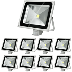 9 x Faretto Proiettore LED 50W con Sensore di Movimento AC 220-240V 2585 Lumen Bianco Caldo 2800K Luce Faro da Esterno IP65 Impermeabile Faro Faretti precio