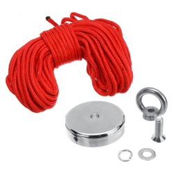 Potente magnete al neodimio con diametro di 48 mm, forza di trazione massima 98 kg con corda intrecciata da 20 m características