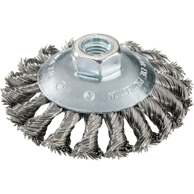 Metabo Spazzola rotonda 100x0,5x10 mm/ M 14, fili d'acciaio intrecciati, versione zancata, diametro del filo 0,50 mm - 623803000