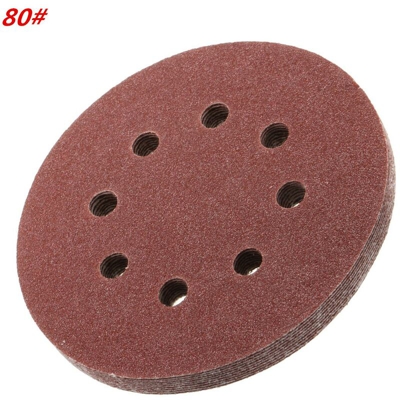 Drillpro - 10 pezzi 8 fori 125 mm carta vetrata levigatura lucidatura disco levigatura 80 #