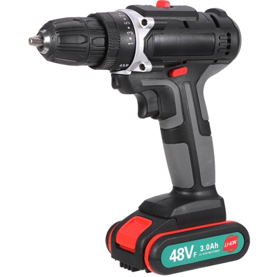 Insma - 48V 520N.m. Trapano / avvitatore elettrico con spazzole a batteria ad alta coppia Chuck 3/8 "Faro da lavoro a LED variabile a 2 velocità con