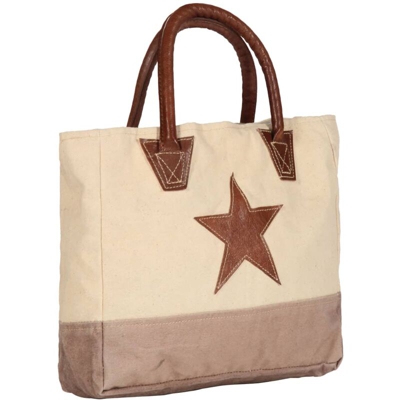 vidaXL Borsa Shopper 32x10x37,5 cm in Tela e Vera Pelle Beige - Beige