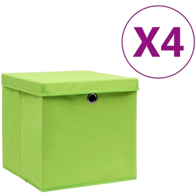 Contenitori con Coperchio 4 pz 28x28x28 cm Verde - Verde - Vidaxl