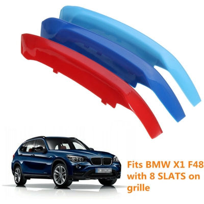 3Pcs M-Color Kidney Grille Strip Clip Cover per BMW X1 F48 16-17 8 SLATS