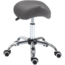 Sgabello da Lavoro a Sella con Ruote e Altezza Regolabile per Negozi Parrucchiere e Tattoo, 52x53x49-61cm Grigio - Homcom precio