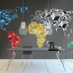 Fotomurale - Map of the World - colorful solids - 250x193 en oferta