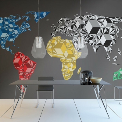 Fotomurale - Map of the World - colorful solids - 250x193