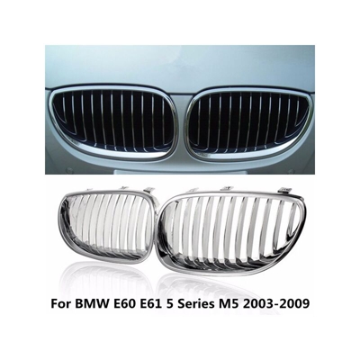 2x Griglie per griglia anteriore per BMW E60 E61 Serie M5 03-09 525xi 528i 535i Argento