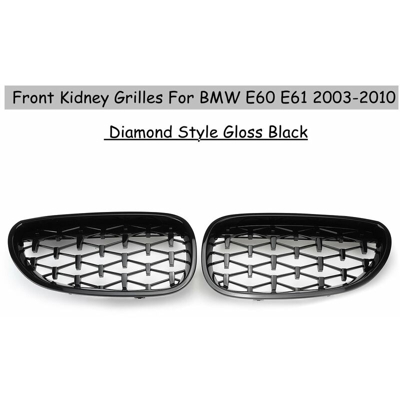 Griglia per griglia anteriore stile diamante nero lucido per BMW Serie 5 E60 E61 2003-2010