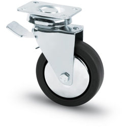 Ruota Girevole in Gomma con Freno per Mobili Ø 60 mm Piastra 64x50 mm Avo en oferta