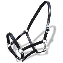Cavezza Testiera in Cuoio Naturale Regolabile Nera Cavallo Full en oferta