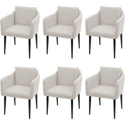 Set 6x sedie pranzo soggiorno Lounge HWC-H93 ~ tessuto avorio beige en oferta