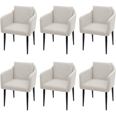 Set 6x sedie pranzo soggiorno Lounge HWC-H93 ~ tessuto avorio beige