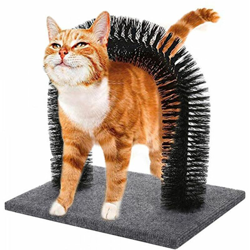 B&s - Arco massaggiatore per gatti con base tiragraffi spazzola elimina peli gioco precio