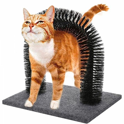 B&s - Arco massaggiatore per gatti con base tiragraffi spazzola elimina peli gioco