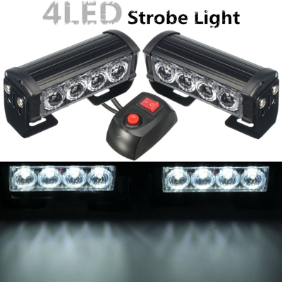 2x Strobe 4LED Sveglia Luci Grill Decomposizione Lampeggiante Luce Bianca