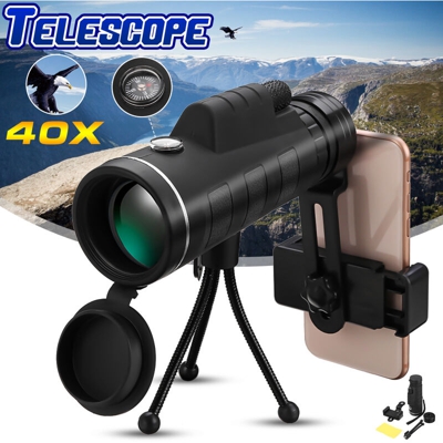 Telescopio monoculare prisma BAK4 + treppiede + bussola + clip per telefono