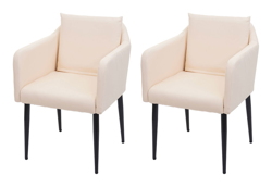 Set 2x sedie pranzo soggiorno Lounge HWC-H93 ~ ecopelle avorio beige en oferta
