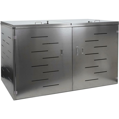 Garage armadio per biciclette con serratura HWC-H80 acciaio inox 100x191x118cm grigio