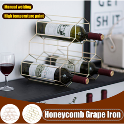 Creative Triangle 6 Bottles Wine Storage Rack Kitchen Bar Cabinets (Gold, Honeycomb 6 Bottles) características