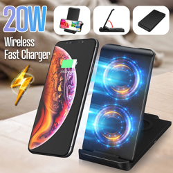 20W Dual Coils Qi Design Fast Wireless Charging Caricatore per dock di ricarica verticale con supporto per tutti i telefoni compatibili Qi características