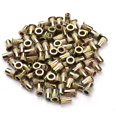 100 pezzi di dadi per rivetti ciechi in acciaio inossidabile M5, tappi di estrazione in zinco di colore, testa piatta, dadi per rivetti a grana