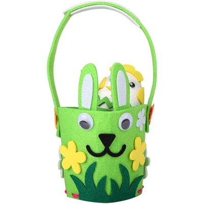 Easter Egg Basket Easter Bunny Bag Riutilizzabili Tote Bags Sacchetti regalo per feste di Pasqua per giochi di caccia alle uova Verde - Langray