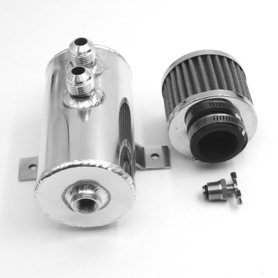 0.75L AN10 Serbatoio di cattura dell'olio Can Reservoir Breather Filter Lega blu Motore da corsa per auto Nero Argento (argento)